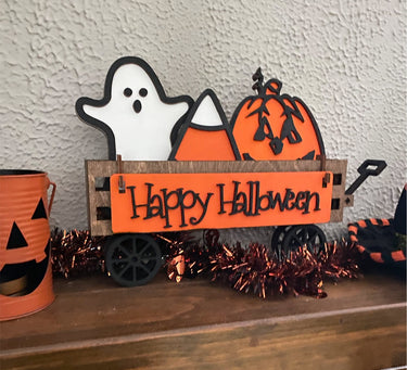 Wagon Shelf Sitter, Halloween Decor, Halloween Wagon Decor, Rustic Decor, Mantel Decor, Interchangeable Decor, Wagon Decor